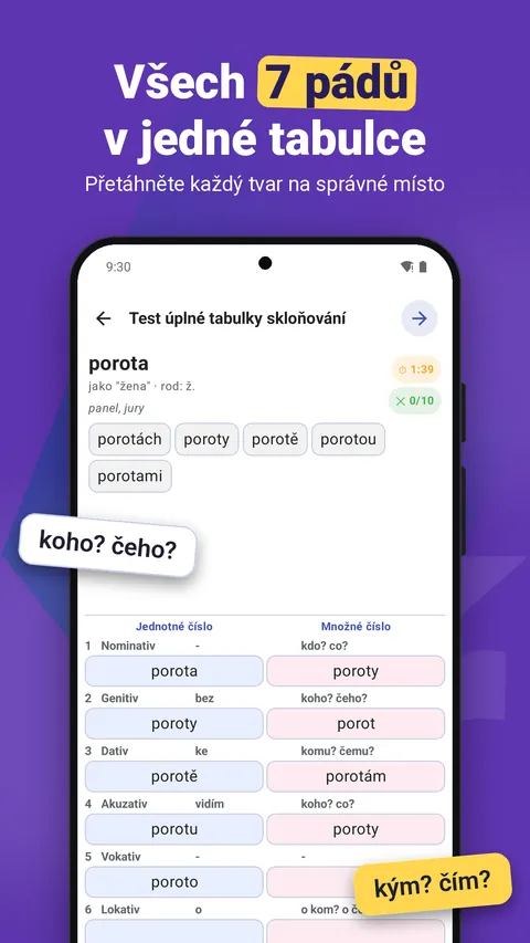 Celá tabulka skloňování
